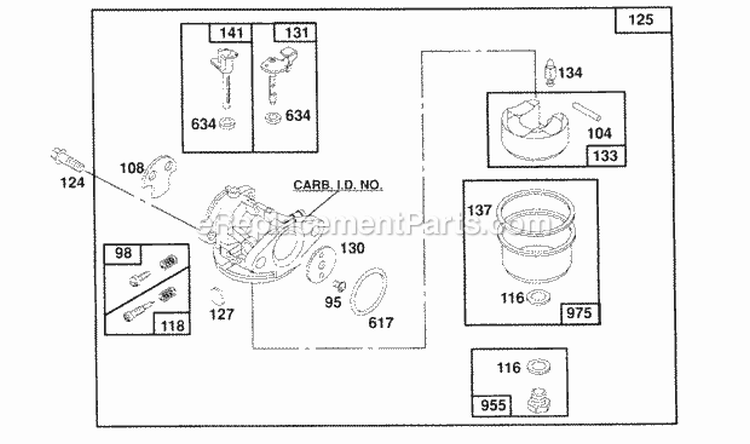 Carburetor Assembly Diagram and Parts List for 126782-0148-01  Briggs and Stratton Engine
